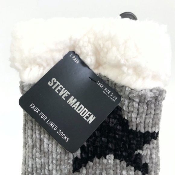 Steve Madden Chenille Star Faux Fur Slipper Socks ✨FINAL PRICE DROP✨ - Picture 5 of 5
